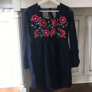 Judith March embroidered lace tunic dress top